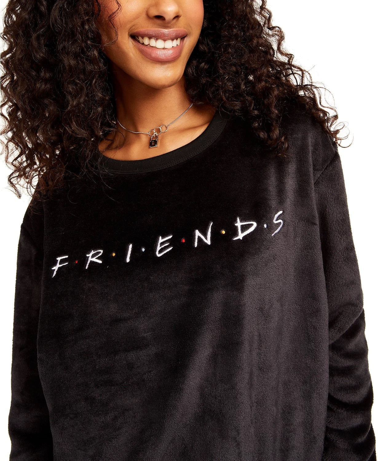 Love Tribe Junior's Friends Plush Sweatshirt Black Size Medium