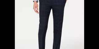 Calvin Klein Men's X Slim Fit Stretch Navy Plaid Suit Separate Pants Navy Size 40X32