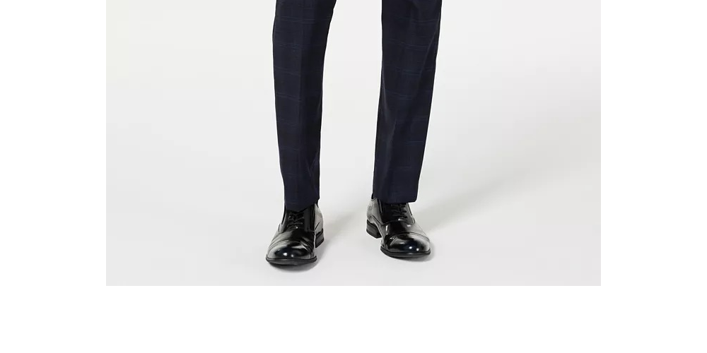 Calvin Klein Men's X Slim Fit Stretch Navy Plaid Suit Separate Pants Navy Size 40X32