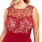Love Women's Squared Trendy Plus Size Lace Fit & Flare Dress Red Size 3 Extra Large