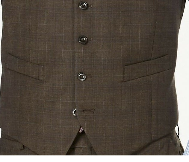 Michael Kors Men's Classic-Fit Airsoft Stretch Suit Vest Brown Size Large