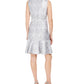 N Natori Women's Mosaic Tile Obi Belt Ruffle Dress Silver Size 16