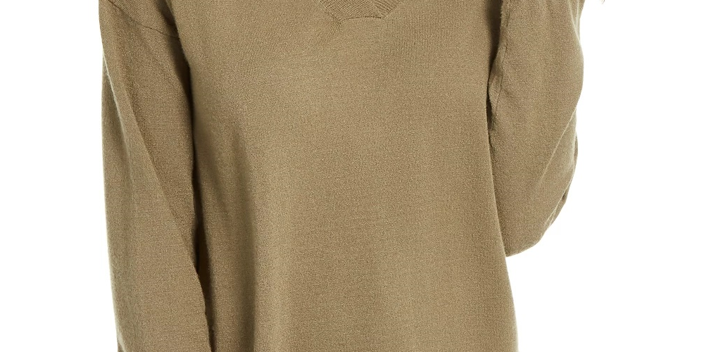 Planet Gold Junior's V Neck Sweater Green Size Medium