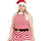 Planet Gold Women's Trendy Plus Size Striped Fit & Flare Dress & Santa Hat Red Size 2X