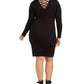 Planet Gold Women's Trendy Plus Size Lace-Up-Back Bodycon Dress Black Size Extra Large
