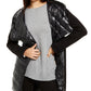 Calvin Klein Women's Asymmetrical Mixed-Media Puffer Jacket Black Size X-Large