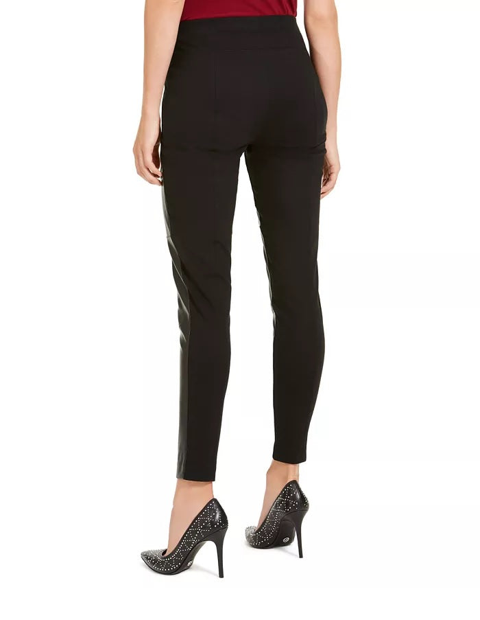 Michael Kors Women's Faux-Leather Moto Leggings Black Size Medium