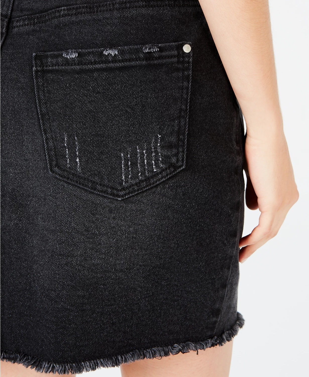 Material Girl Juniors' Frayed Denim Skirt Black Size 15
