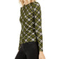 Michael Kors Women's Plaid Long-Sleeve Top Green Size X-Large