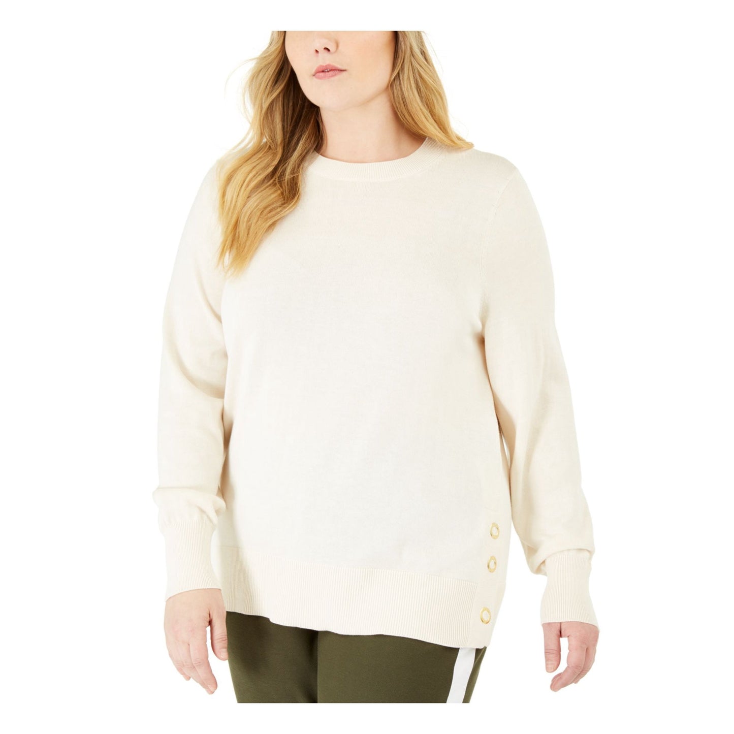 Michael Kors Women's Snap-Hem Sweater Bone Size Medium