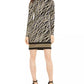 Michael Kors Women's Printed Long-Sleeve Sheath Dress Gray Size Medium