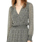Michael Kors Women's Green Floral Long Sleeve Short Wrap Dress  Green Size Large