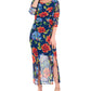 NY Collection Women's Printed Double-Slit Maxi Dress Navy Size X-Large