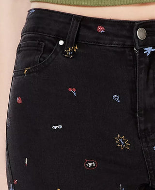 Tinseltown Juniors' Graphic-Print Skinny Jeans Black Size 3