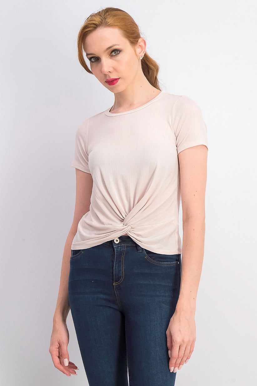 Love Fire Juniors' Metallic Twist-Front Top Pink Size Extra Large