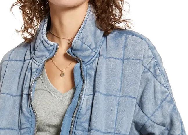 Free People Women's Princess Lambswool Toggle Coat Blue Size Large