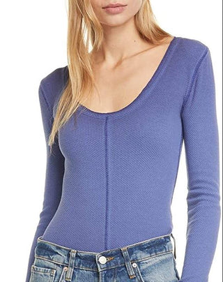 Free People Women's Dark Side Fitted Cotton Blend Top Purple Size X-Small