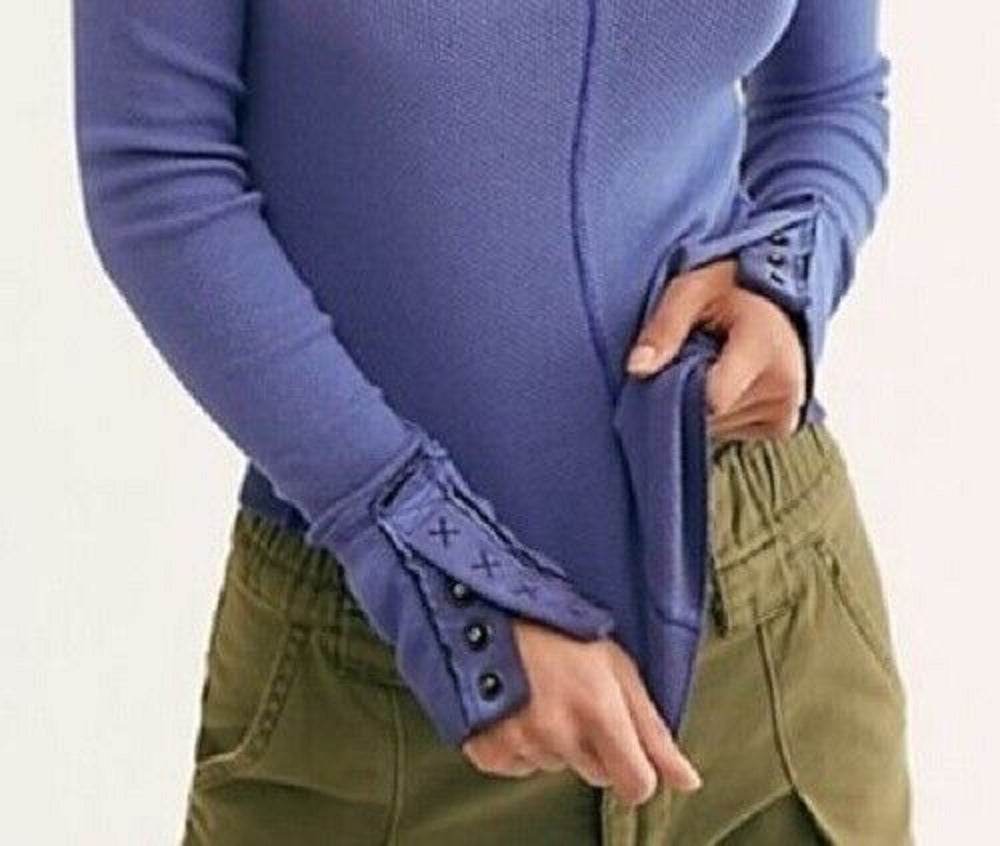 Free People Women's Dark Side Fitted Cotton Blend Top Purple Size X-Small