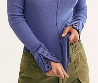 Free People Women's Dark Side Fitted Cotton Blend Top Purple Size X-Small