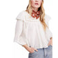 Free People Women's Laura Ruffle Top White Size Small