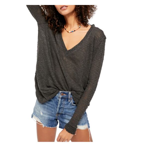 Free People Women's Ocean Air Hacci Pullover Black Size X-Small