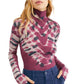 Free People Women's Psychedelic Mock Neck Tee Red Size X-Small