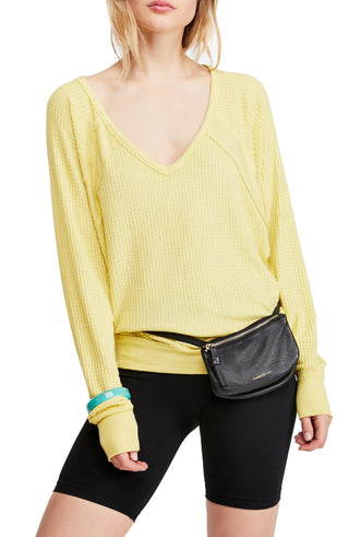 Free People Women's Santa Clara Thermal Top Yellow Size Medium