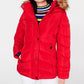 Madden Girl Juniors' Hooded Faux-Fur-Trim Puffer Coat Red Size Medium