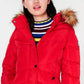 Madden Girl Juniors' Hooded Faux-Fur-Trim Puffer Coat Red Size Medium