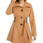 Madden Girl Juniors' Belted Skirted Coat Dark Beige Size Medium