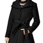Madden Girl Junior's Belted Skirted Coat Black Size Large