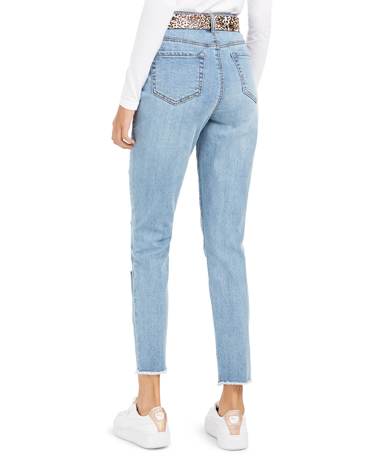 Dollhouse Juniors' Ripped Skinny Jeans With Belt  Blue Size 9