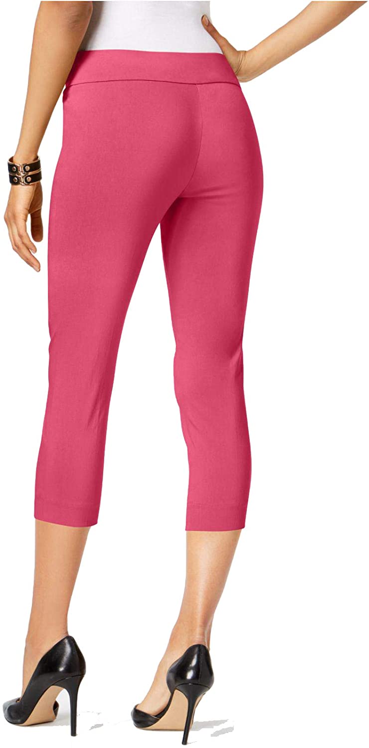 Alfani Women's Petite Tummy-Control Pull-On Capri Pants Pink Size 2P