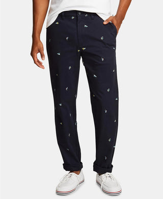 Nautica Men's Icon Classic-Fit Stretch Sailboat Printed Twill Deck Pants Blue Size 33X30