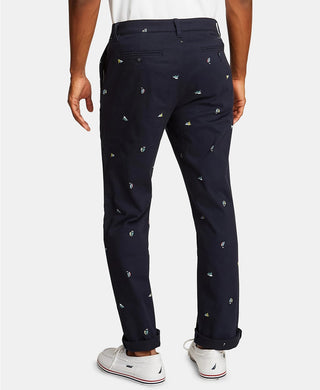 Nautica Men's Icon Classic-Fit Stretch Sailboat Printed Twill Deck Pants Blue Size 33X30