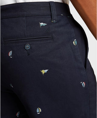 Nautica Men's Icon Classic-Fit Stretch Sailboat Printed Twill Deck Pants Blue Size 33X30