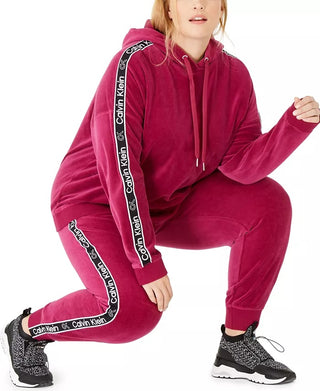 Calvin Klein Performance Women's Plus Size Logo-Tape Hoodie Dark Red Size 1X
