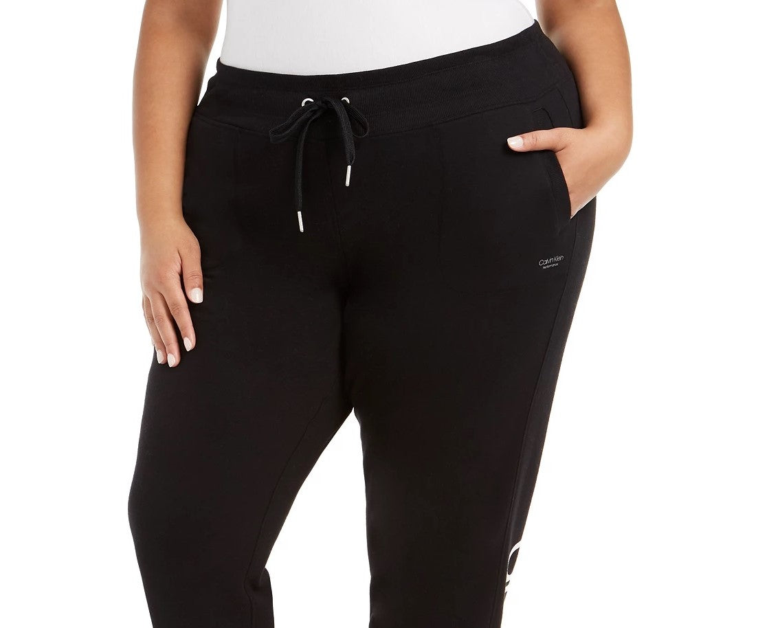 Calvin Klein Performance Women's Plus Size Active Fleece Jogger Pants Black Size 3X