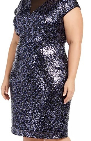Teeze Me Women's Trendy Plus Sequin Dress Navy Size 20