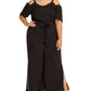 Monteau Women's Trendy Plus Size Scalloped Jumpsuit Black Size 1X