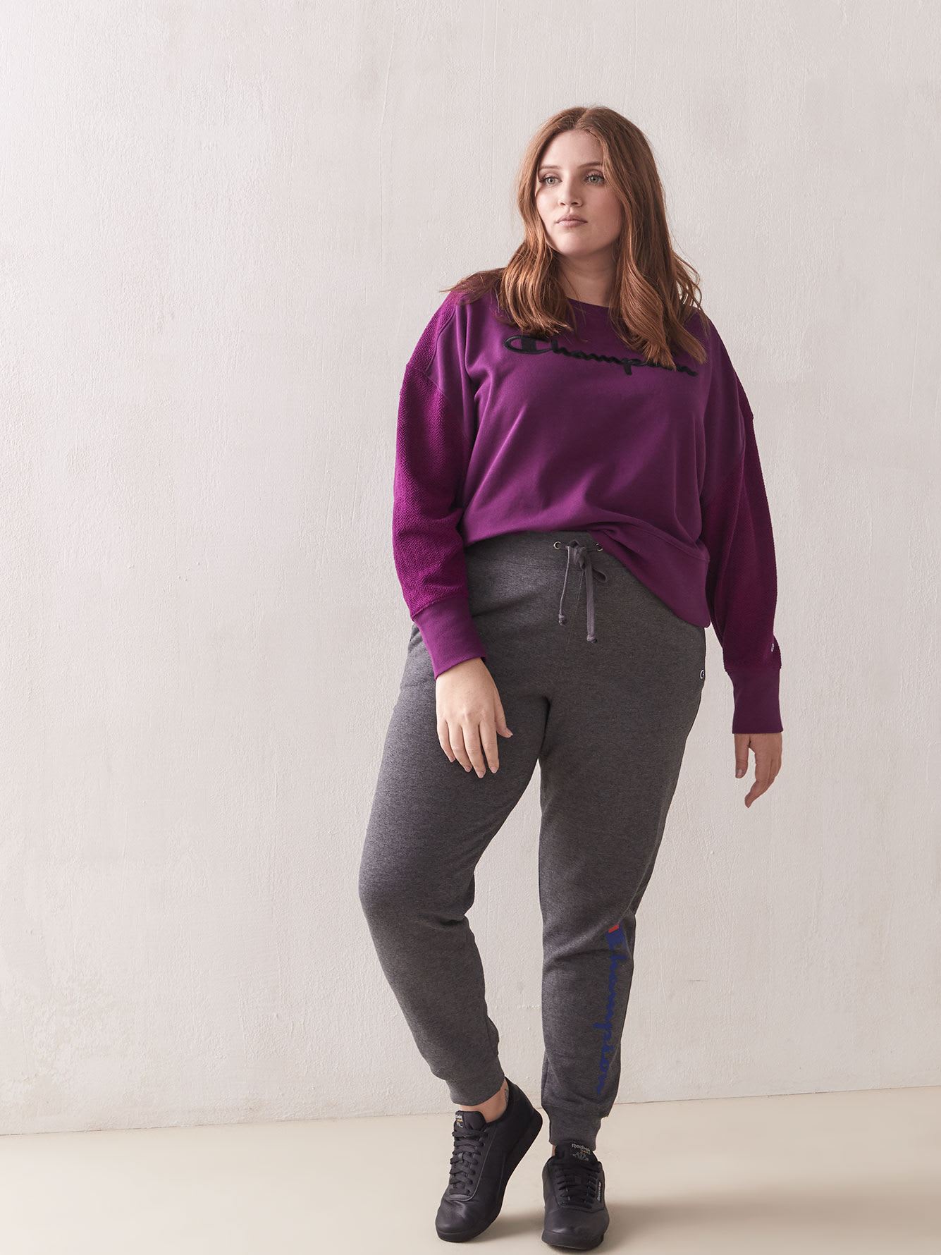 Champion Women's Plus Size Heritage Herringbone Sweatshirt Dark Purple Size 2X