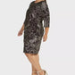 Robbie Bee Women's Plus Size Foil-Print Side-Knot Dress Black Size Extra Large