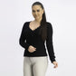 Ultra Flirt Juniors' Cozy Waffle-Knit Henley Top Black Size Medium