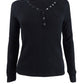 Ultra Flirt Juniors' Cozy Waffle-Knit Henley Top Black Size Medium
