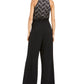 Ultra Flirt Junior's Lace Paperbag Waist Halter Jumpsuit Black Size Medium