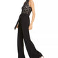 Ultra Flirt Juniors' Lace Paperbag-Waist Halter Jumpsuit Black Size X-Large