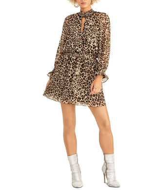 Rachel Rachel Roy Women's Leopard Print Keyhole Dress Beige Size XX-Large