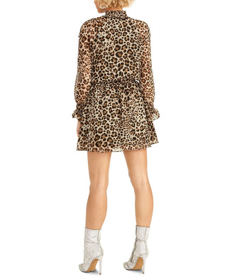 Rachel Rachel Roy Women's Leopard Print Keyhole Dress Beige Size XX-Large