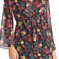 Rachel Roy Women's Tie-Waist Floral Print Dress Black Size Large