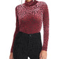 Rachel Roy Women's Val Flocked Turtleneck Top Pink Size Medium